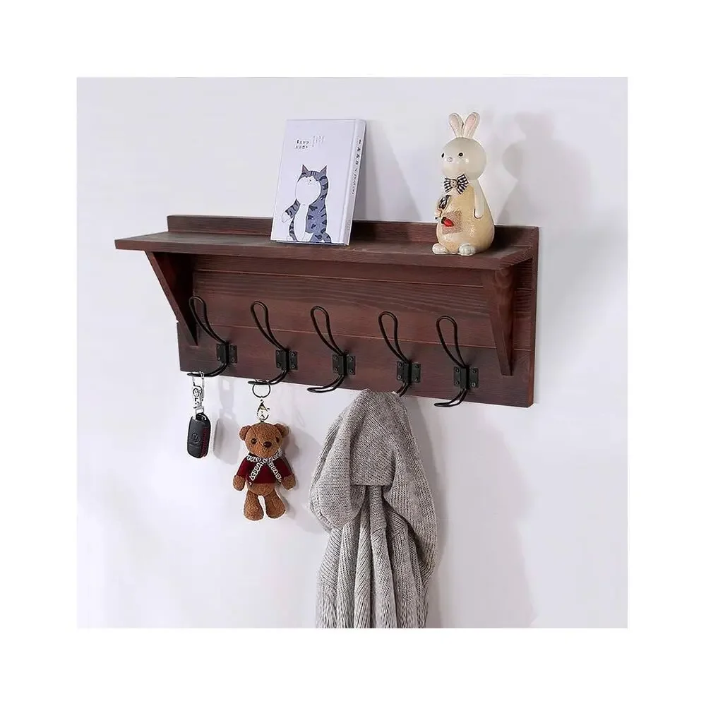 Concept Decorative Floating Mounted Wall Shelves with Hooks